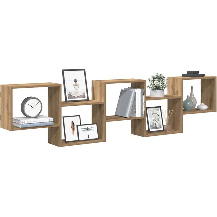 Maison exclusive - estante cubo de pared 5 compartimentos madera roble artisan