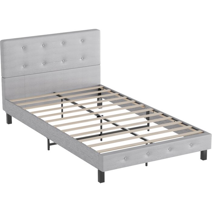 Somier 120x200cm capacidad de carga máxima 350 kg gris claro con tejido cabecero