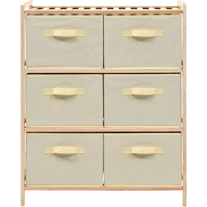 Estantería de almacenaje 6 cestas de tela madera de cedro beige – comfortxl