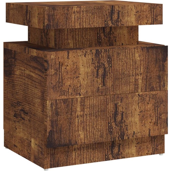 Mesita de noche roble ahumado 45x35x52 cm aglomerado