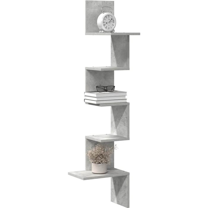 Estante de pared esquinero gris hormigón 32x32x127,5cm madera de ingeniería