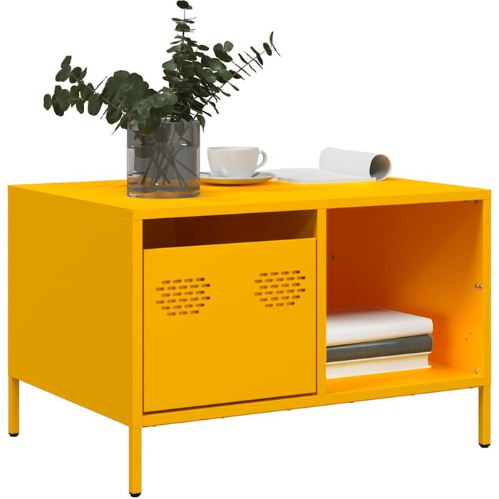 Mesa de centro acero laminado en frío amarillo 68,5x50x43,5 cm vidaxl