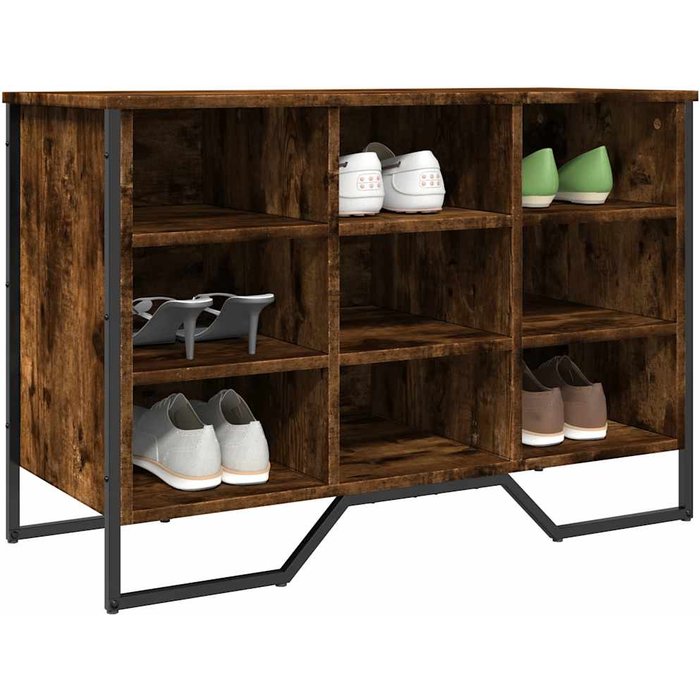 Zapatero de roble ahumado, 90x38x61,5 cm, madera de ingeniería.