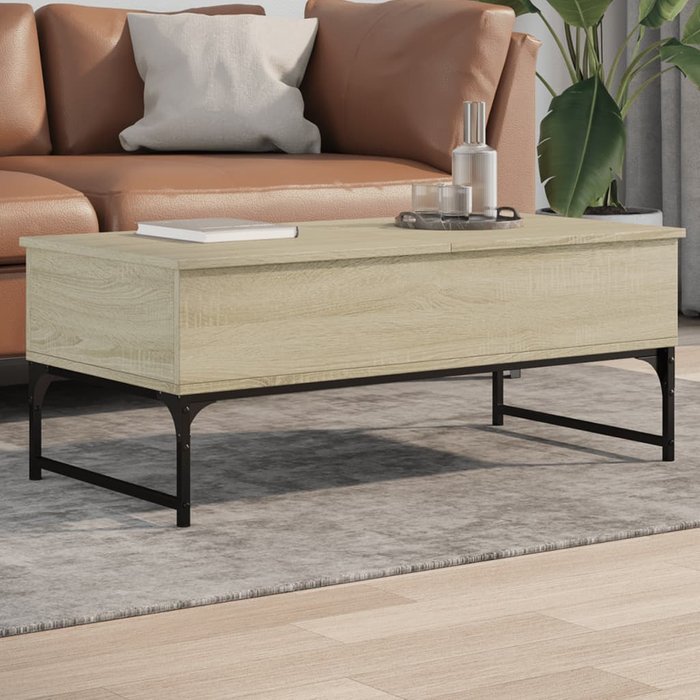 Mesa de centro roble sonoma 100x50x40cm madera contrachapada y metal