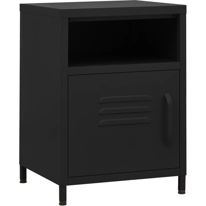 Mesita de noche,mesilla de noche acero negro 35x35x51 cm cfw45002