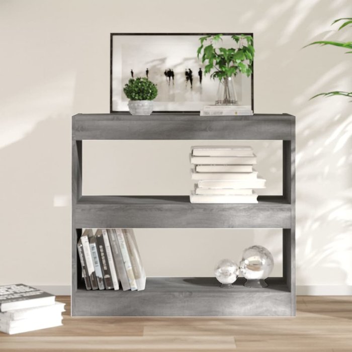 Librería/separador de ambientes sonoma gris 80x30x72 cm