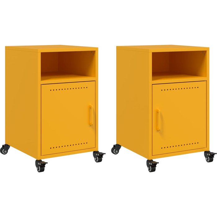 Mesitas de noche 2 unidades acero amarillo mostaza 36x39x59 cm - comfortxl
