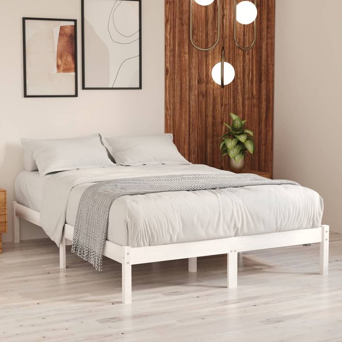 Estructura de cama blanco madera maciza 180x200 cm super king