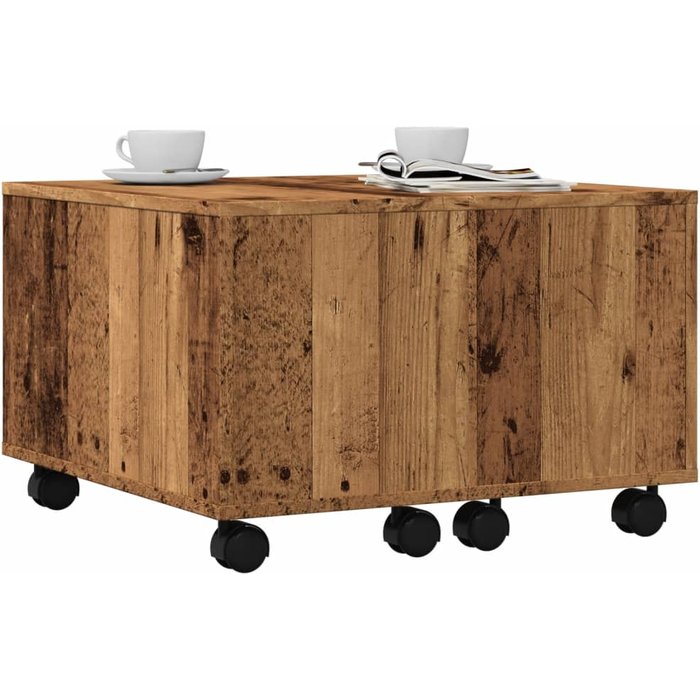 Mesa de centro de madera antigua 60x60x38 cm madera contrachapada