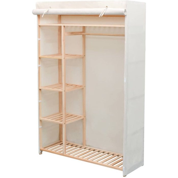Armario de tela y madera de pino 110x40x170 cm vidaxl