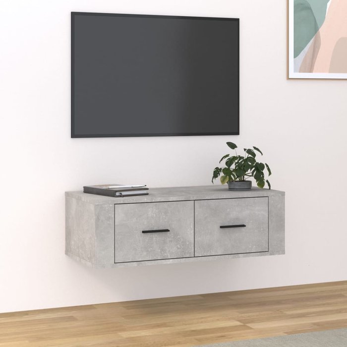Mueble de tv colgante madera gris hormigón 80x36x25 cm - comfortxl