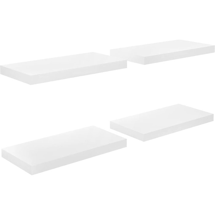 Estante flotante de pared 4 uds mdf blanco brillo 50x23x3,8 cm