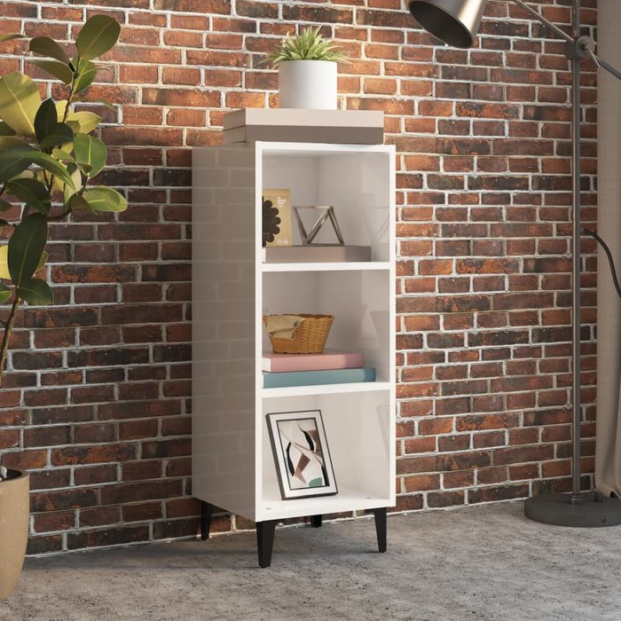 Aparador blanco brillante, 34,5 x 32,5 x 90 cm, madera de ingeniería.