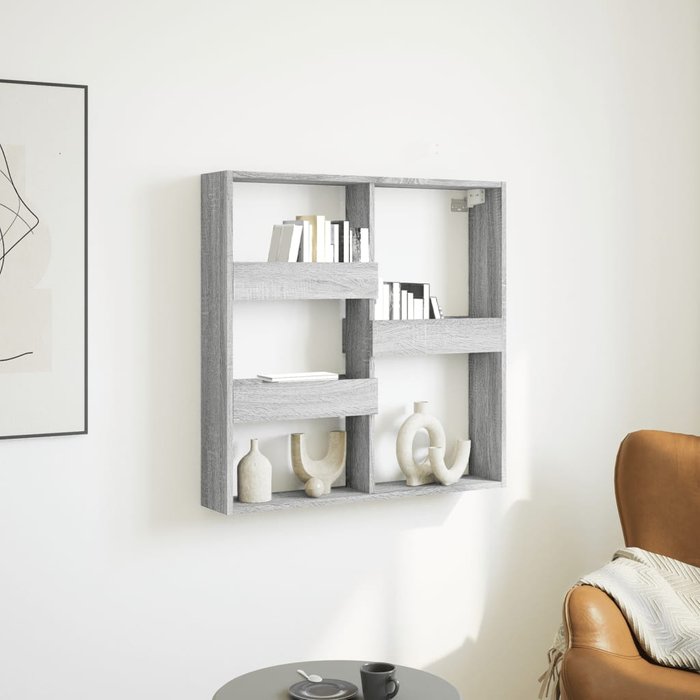 Armario de pared sonoma gris de 80x15x80 cm, madera de ingeniería.
