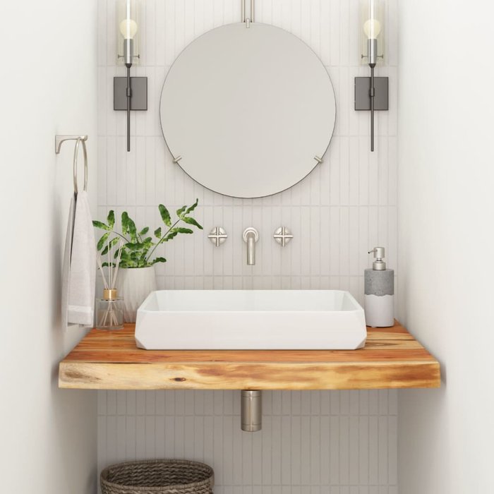 Encimera rectangular de baño de madera de acacia, 80x60x2,5 cm