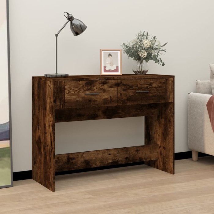 Maison exclusive - mesa consola madera contrachapada roble ahumado 100x39x75 cm