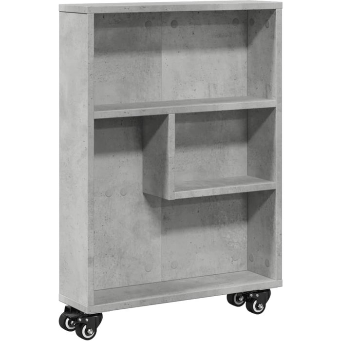 Carrito de almacenaje estrecho madera gris hormigón 48x13x68 cm – comfortxl