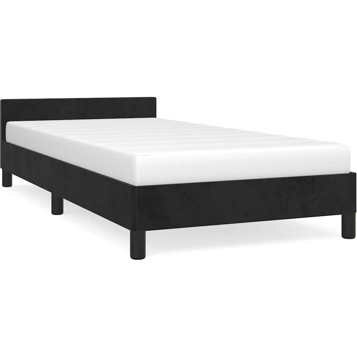 Cama con cabecero sin colchón terciopelo negro 80x200 cm — comfortxl
