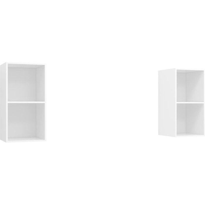 Mueble de tv de pared de 2 piezas, madera contrachapada blanca - comfortxl