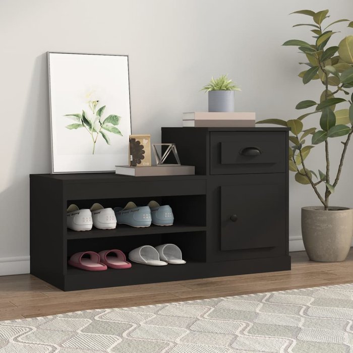 Mueble zapatero madera contrachapada negro 100x42x60 cm - comfortxl