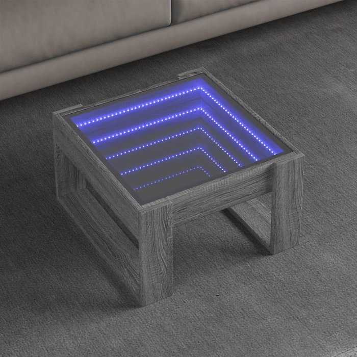 Mesa de centro con led infinity sonoma gris 50x53x30 cm