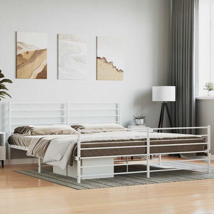 Estructura cama sin colchón con estribo metal blanco 180x200 cm vidaxl