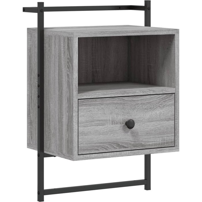 Mesita de noche de pared gris sonoma 40x30x61 cm de madera contrachapada
