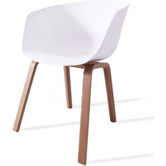 Silla nórdica con reposabrazos blanco y natural kavina