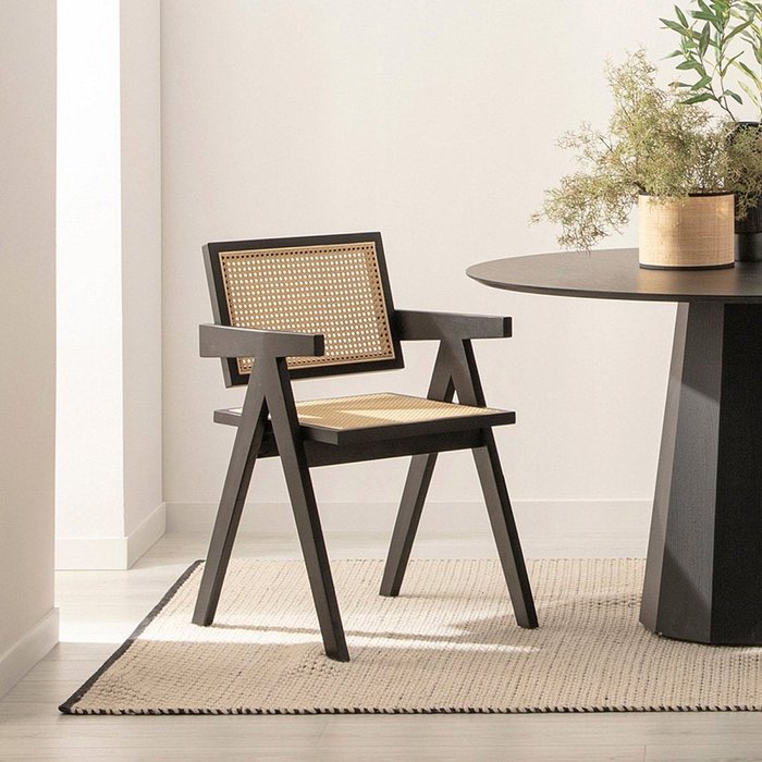 Silla de comedor de madera negro 51x80 cm