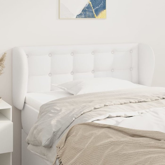 Cabecero con orejas blanco 93x23x78/88 cm polipiel