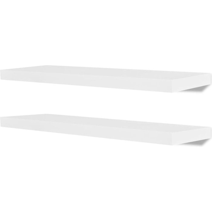 Estantes de pared de diseño x2 en mdf blanco para dvd/libros 2702110/2