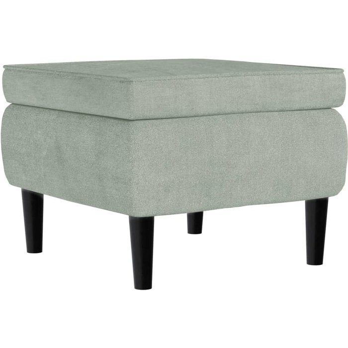Taburete con patas de madera terciopelo gris claro - comfortxl