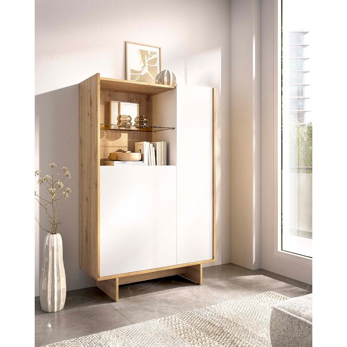 Aparador vertical 2 puertas 1 cajón ka - blanco/roble nordic - homekit