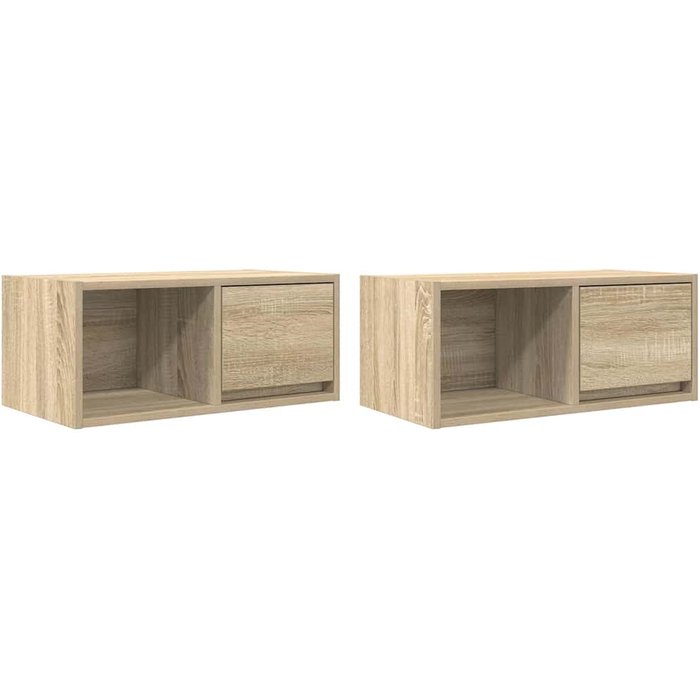 Mueble de tv de 2 piezas, laminado roble sonoma, 60x31x25,5cm - comfortxl