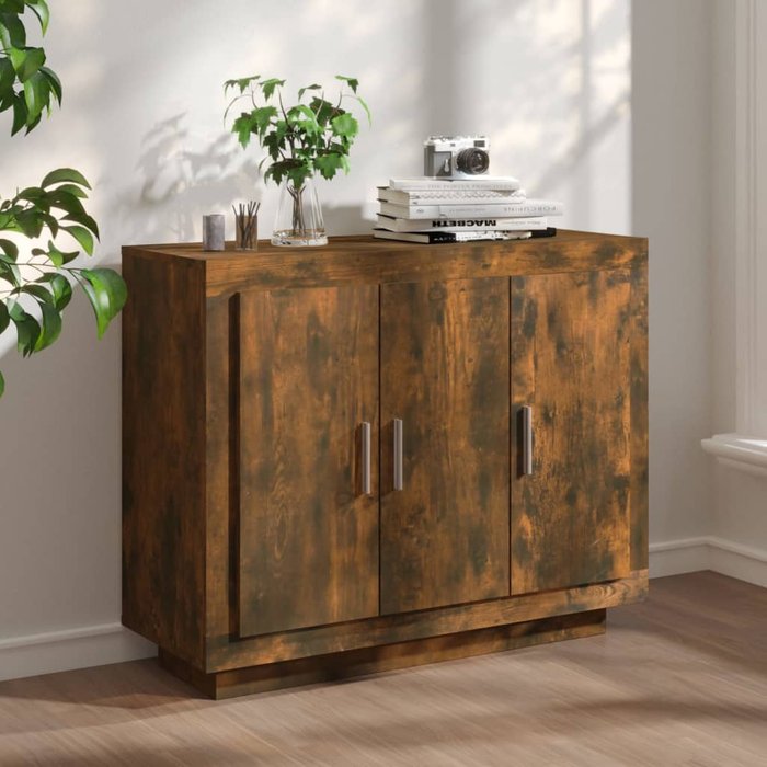 Maison exclusive - aparador madera contrachapada color roble ahumado 92x35x75 cm