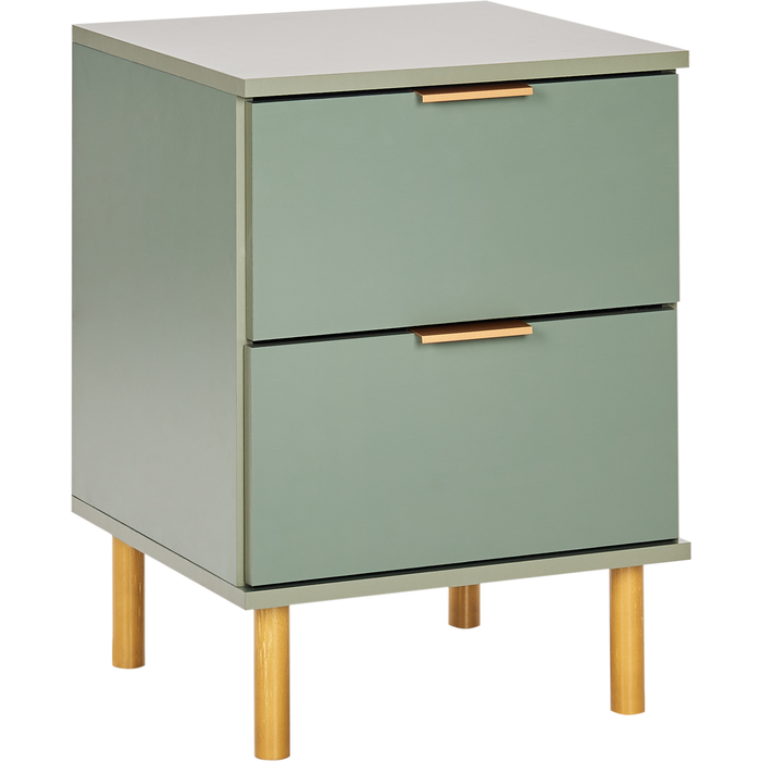 Beliani mesita de noche 2 cajones walpole verde