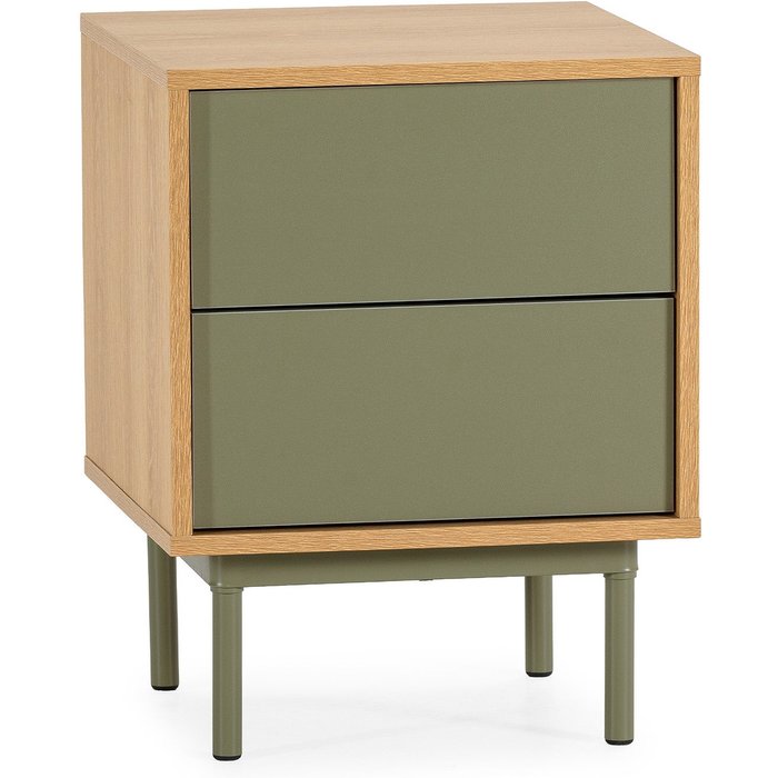 Mesita de noche cuzco 2 cajones color roble/verde