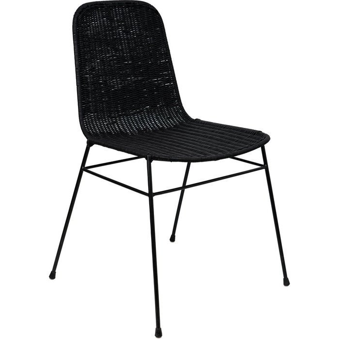 Silla ampura de ratan negro y patas metálicas negro