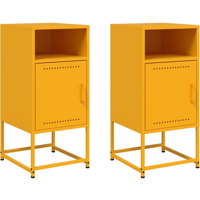 Mesitas de noche 2 uds acero amarillo mostaza 36x39x78 cm - comfortxl