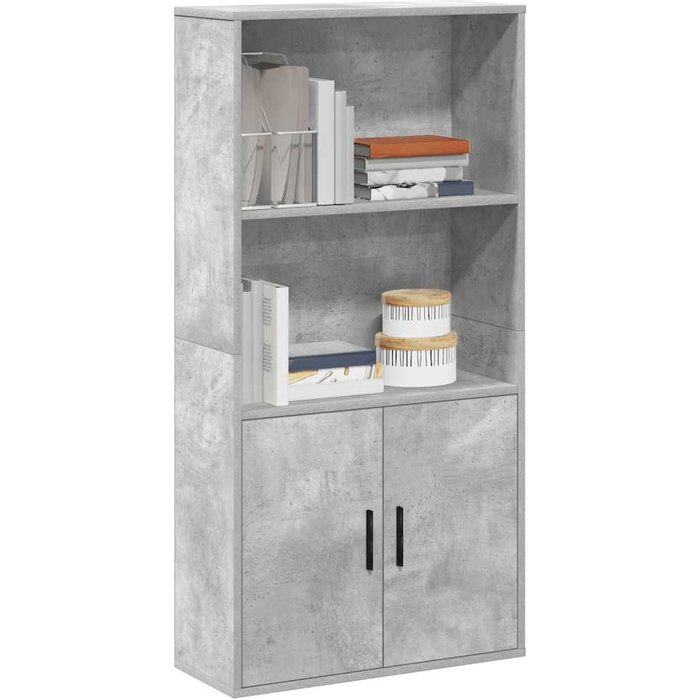 Maison exclusive - estantería de madera de ingeniería gris hormigón 60x24x120 cm