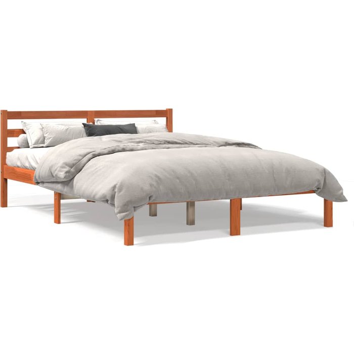 Estructura de cama encerada marrón 120x190 cm de madera maciza de pino