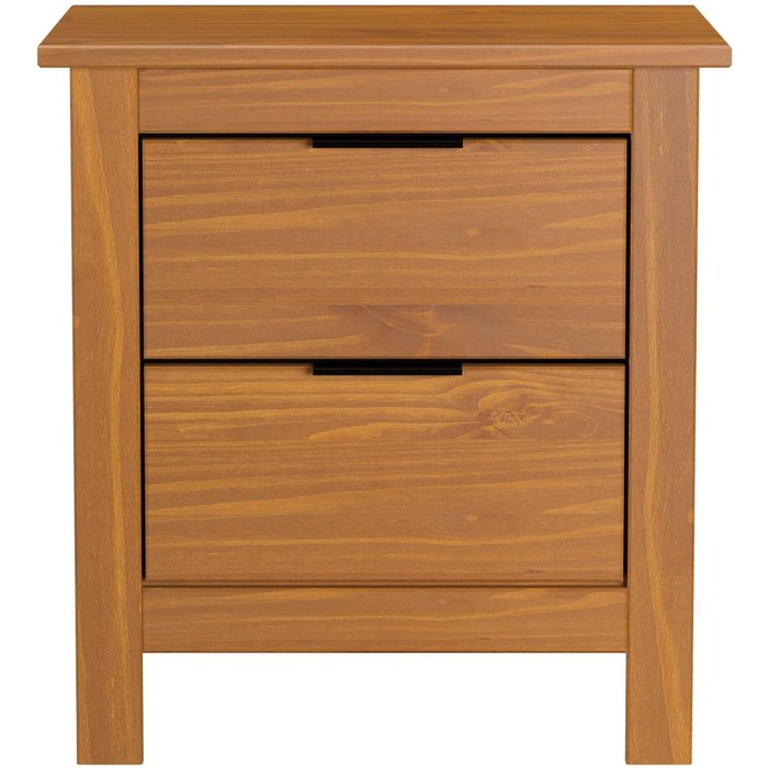 Mesita de noche robusta 2 cajones pino 49x46x35 cm