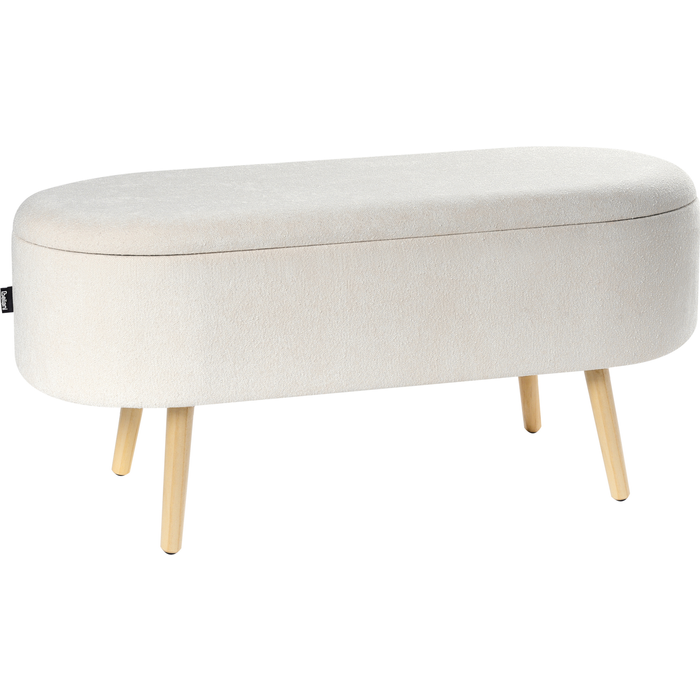 Beliani banco con almacenaje oklahoma chenilla blanco crema