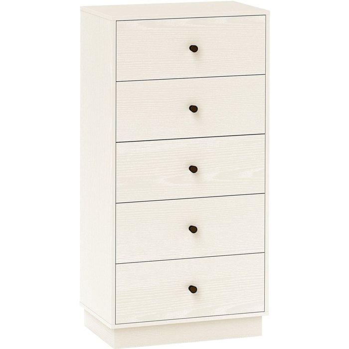 Cómoda 5 cajones estrecha 47x29x95cm blanca anti-vuelco dormitorio pasillo