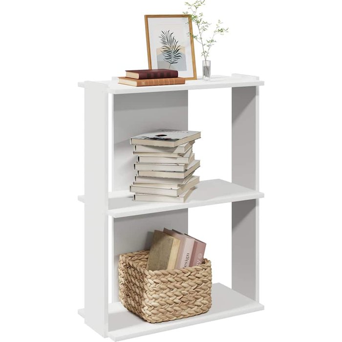 Librería de 3 niveles de madera contrachapada blanca 60x30x80 cm
