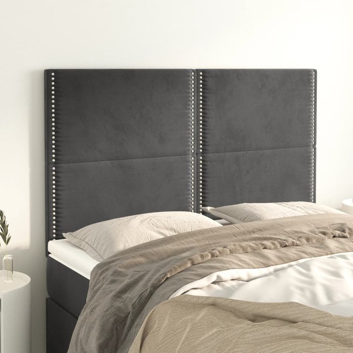Cabeceros 4 unidades terciopelo gris oscuro 72x5x78/88 cm - comfortxl