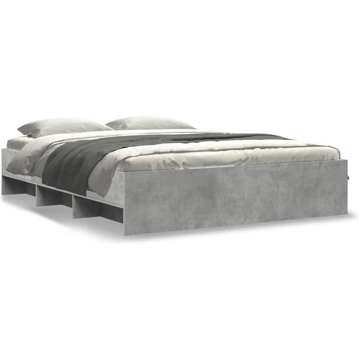 Vidaxl estructura de cama madera de ingeniería gris hormigón 150x200cm
