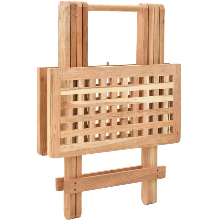 Mesa auxiliar plegable de madera maciza de nogal 50x50x49 cm - comfortxl