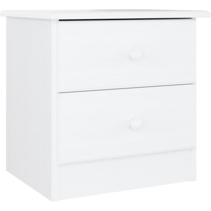 Mesita de noche alta blanca 43x35x40,5 cm madera maciza de pino