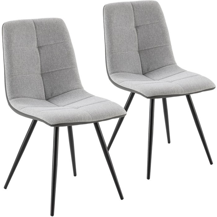 Pack 2 sillas prada, tela y piel sintética gris